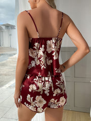 Floral Print Pajama Set Sleeveless Cami Top & Shorts