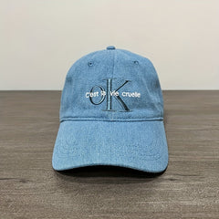 Adjustable Denim OK Embroidery Sunshade Peaked Cap