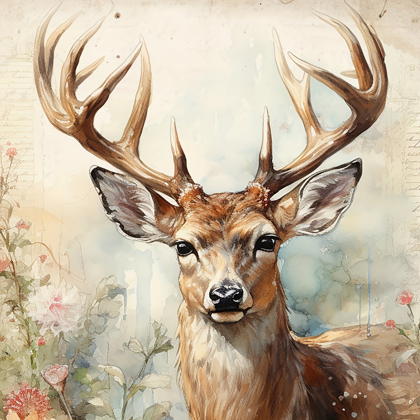 10sheets A5 Animal Squirrel Elk Forest Flower Grass DIY Tool Retro Jo