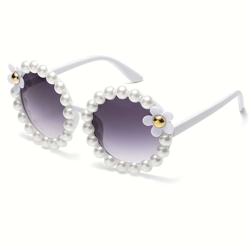Flower Round Sunglasses Faux Pearl UV400