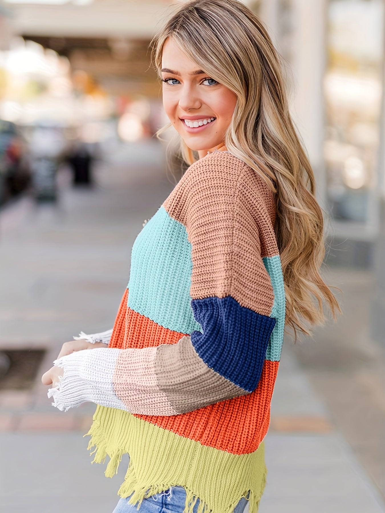  Punk Sweater V Neck Fringe Jumper