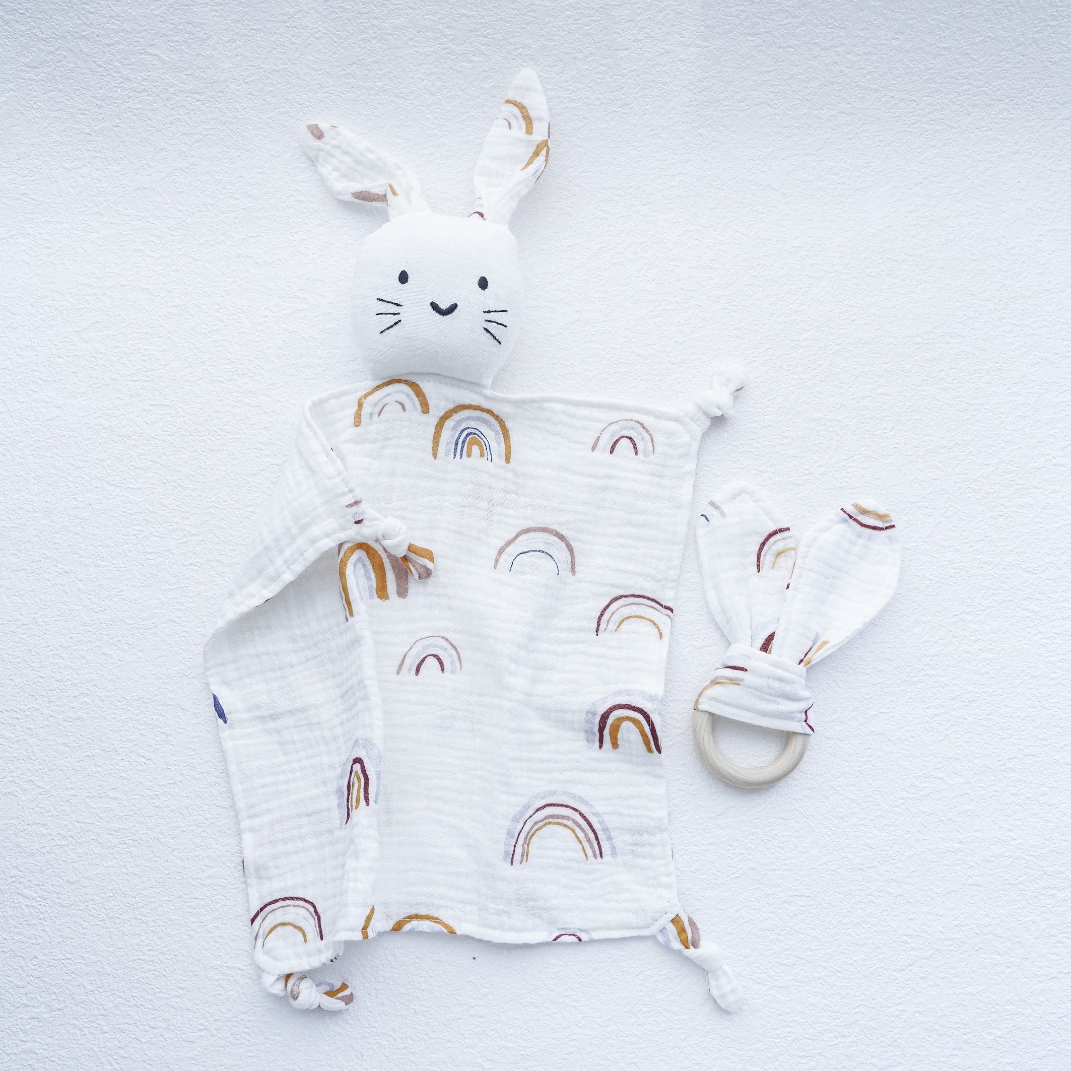 Newborn Baby Cotton Bib & Doll Gift Set - Rabbit Ear Companion Doll