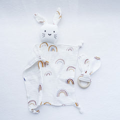 Newborn Baby Cotton Bib & Doll Gift Set - Rabbit Ear Companion Doll