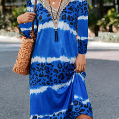  Colorblock Leopard Tie Dye Maxi Dress