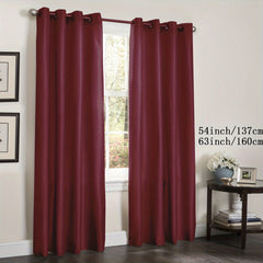 Faux Silk Grommet Top Window Curtain for Living Room Bedroom Kitchen Bathroom