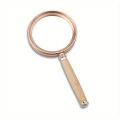 10X Magnifying Glass Handheld Wooden Handle Real Glass Reading Magnifier