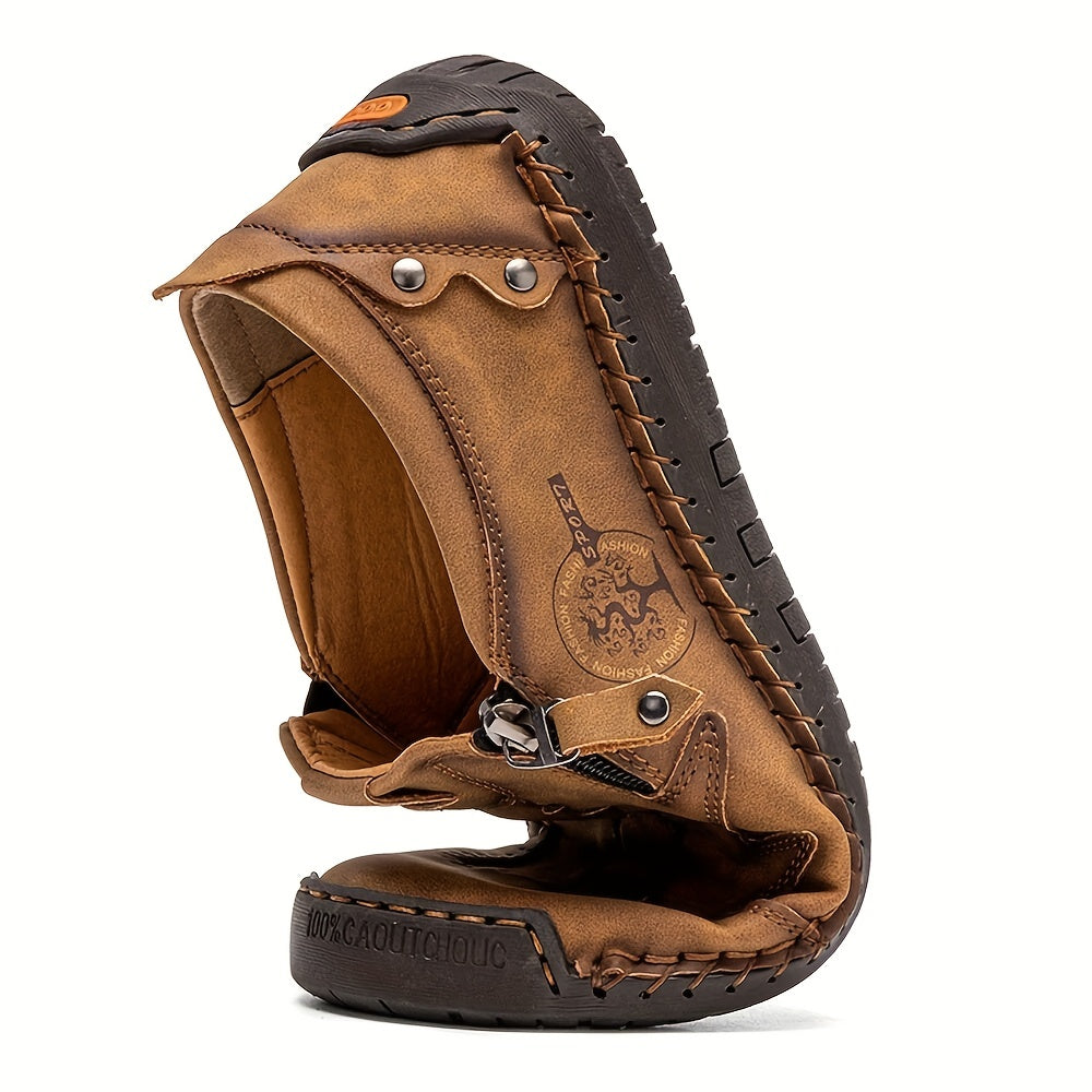 Men's Zipper Loafer Shoes Breathable Slip On Shoes