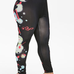 Music Note Print Plus Size Skinny Leggings