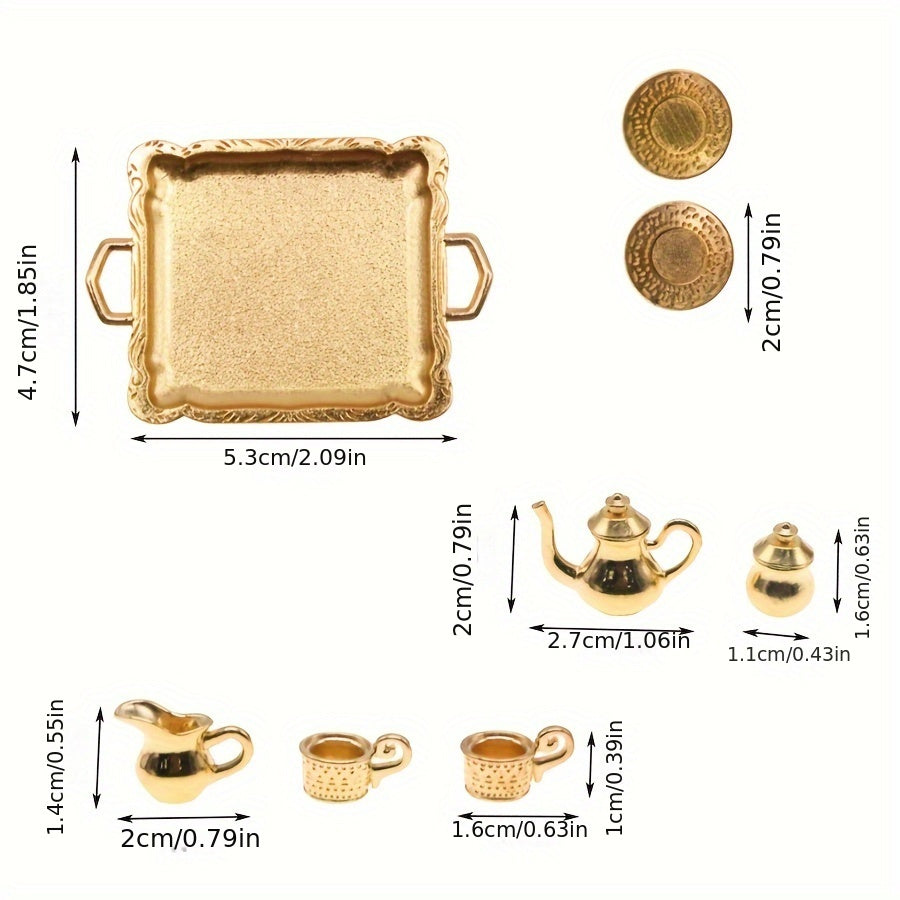 8pcs 1:12 Dollhouse Mini Floral Tea Set DIY Scene Decoration Accessories