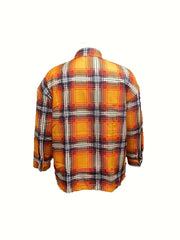  Plaid Print Long Sleeve Button Up Shirt