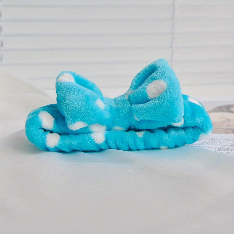 Coral Fleece Headband Bowknot Hair Band for Skincare