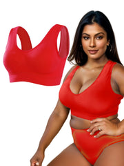  Solid Comfort Sports Bra Breathable Stretch Tank
