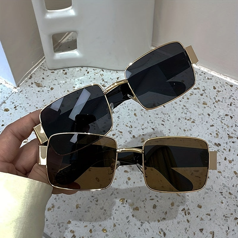 Square Tinted Sunglasses Metal Glasses UV400