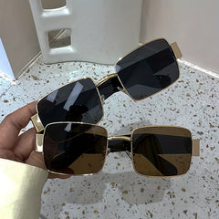 Square Tinted Sunglasses Metal Glasses UV400