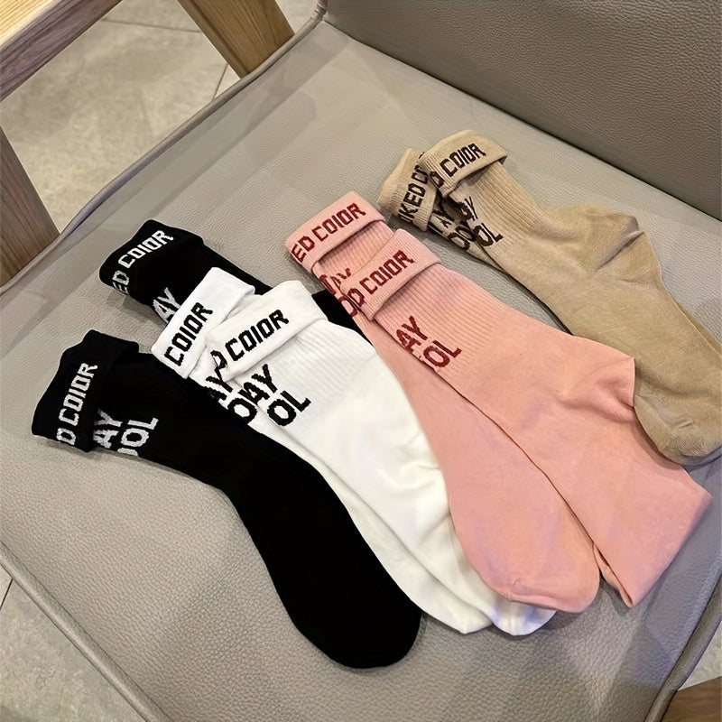 4 Pairs Letter Print Socks for Women