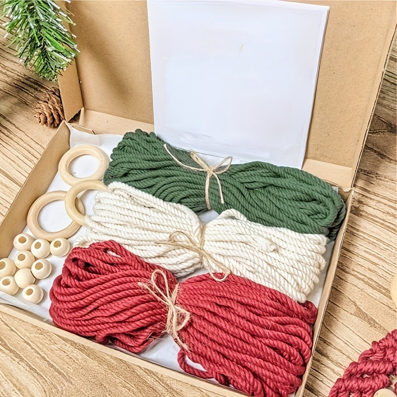 3pcs Woven Christmas Tree Decoration DIY Set Cotton Rope Wall Door Window Decor