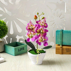 Orchid Bonsai with Pot Simulation Flower for Home Decor