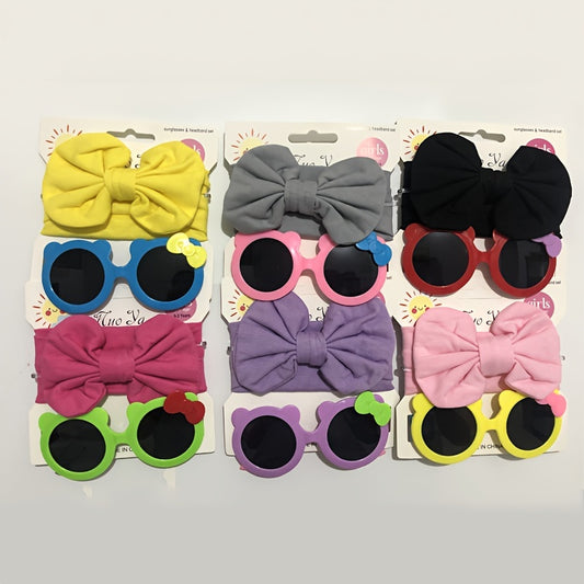 Girl's Cartoon Bow Hairpin And Sunglasses Set