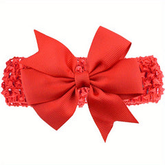 Ribbed Dovetail Webbing Headband Solid Bow Hairband