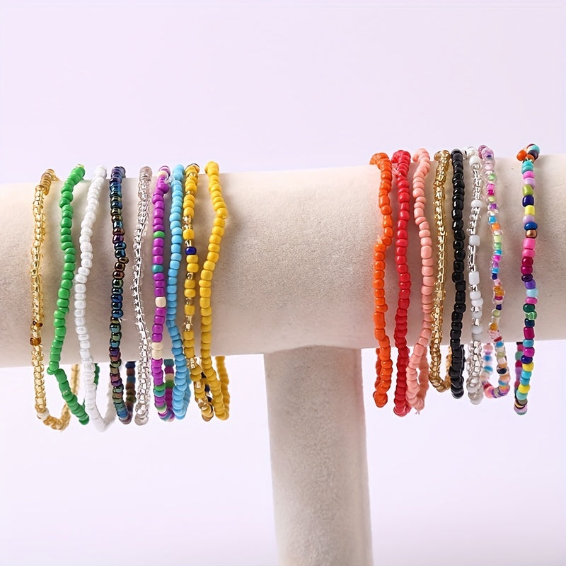 Colorful Glass Bead Bracelet Anklet Boho Accessories