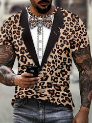 Leopard Print T shirt Men's Street Style Tee Shirt For Summer