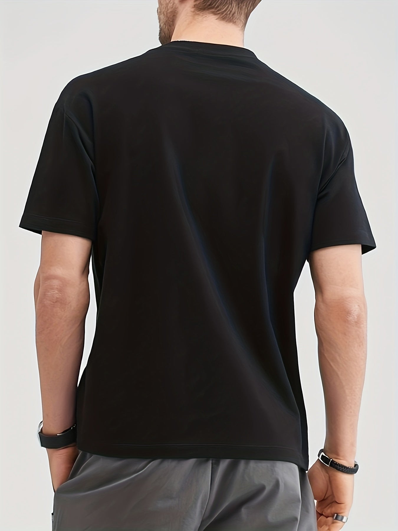 Cotton Star Print Men's Crew Neck T-shirt for Summer
