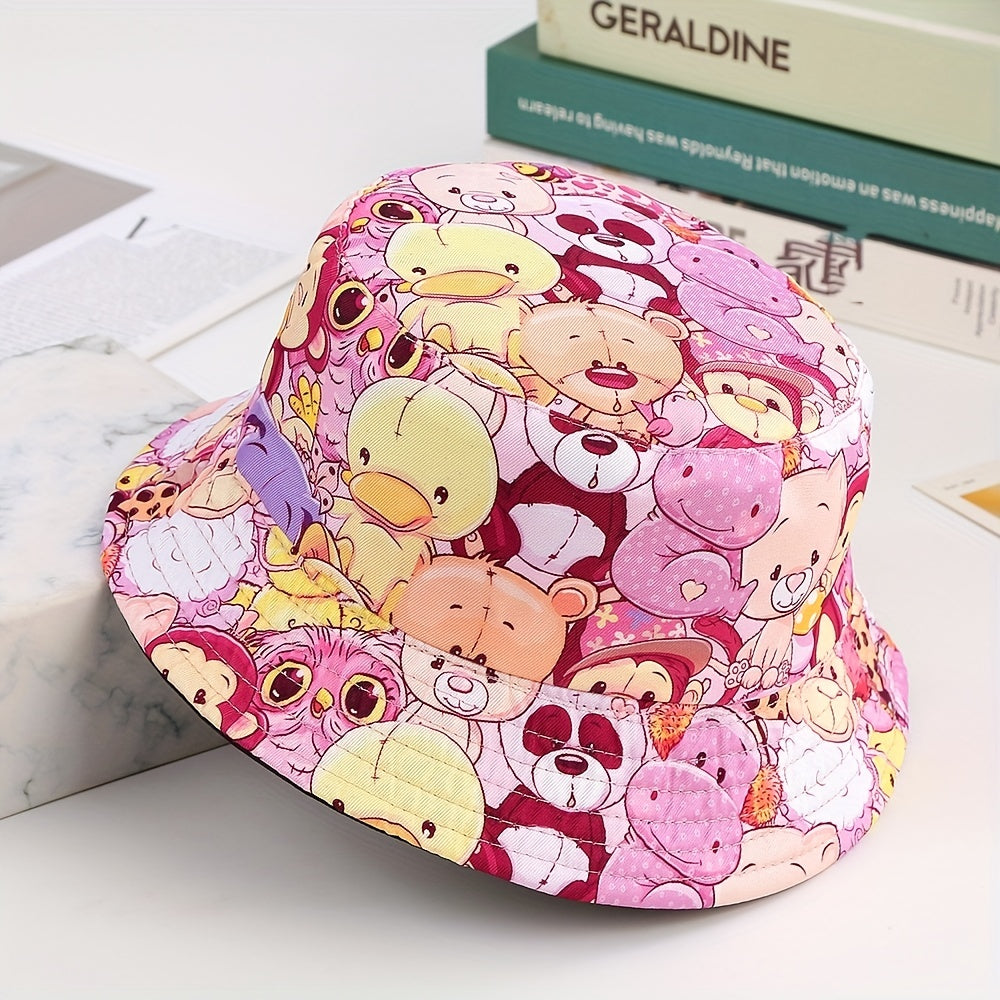 Kids Animal Pattern Reversible Sun Hat for Outdoor Travel