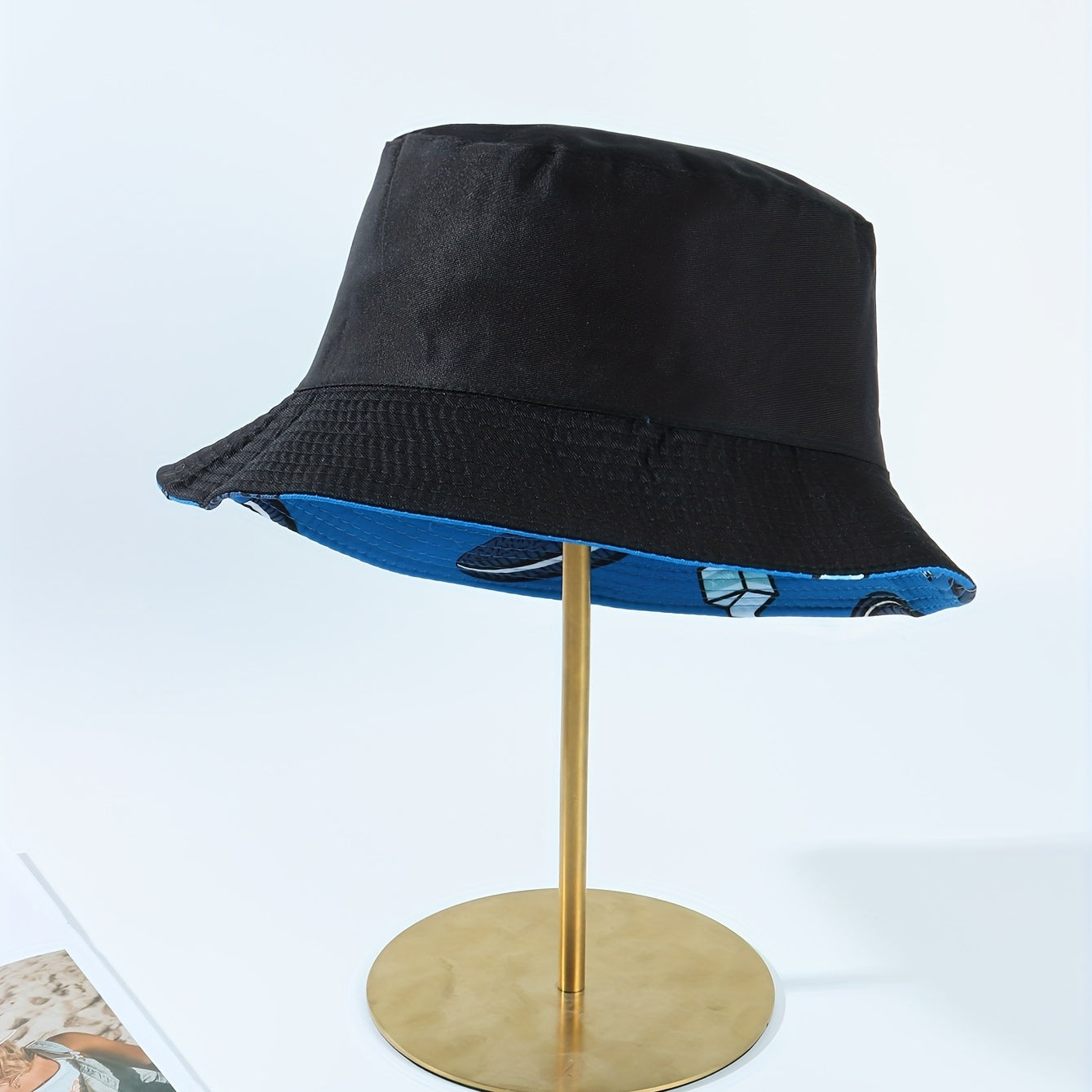 Reversible Biscuit Print Bucket Hat Casual Sun Hat Unisex Travel Beach Hats