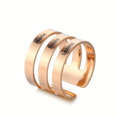 Personalized Engraved Name Ring Stainless Steel Adjustable Finger Ring