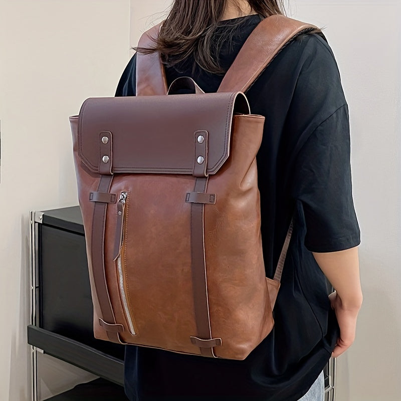 Vintage PU Leather Laptop Backpack for Travel