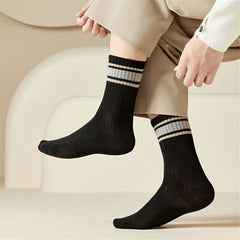 10 Pairs Colorblock Stripe Print Ribbed Socks Women's Stockings