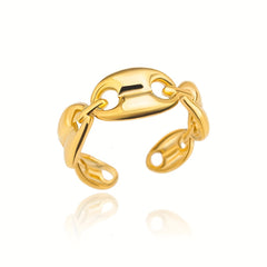 Normcore U To U Golden Cuff Ring 18k Plated Stainless Steel