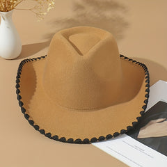 Vintage Western Cowboy Hat Classic Fedora Cap Unisex Warm Felt Sun Hat