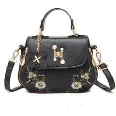 Floral Pattern Shoulder Bag Stylish Small Faux Leather Purse