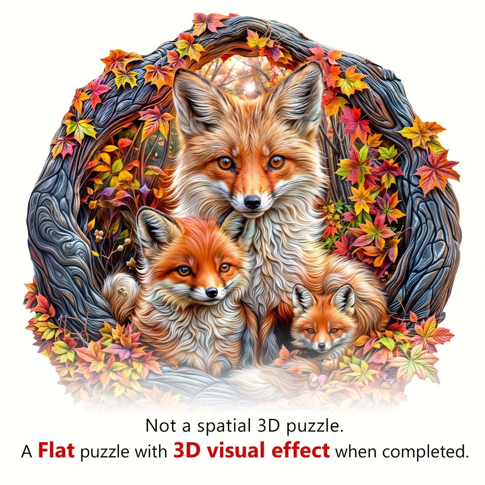 Fox Family Wooden Jigsaw Puzzles Cardboard Boxes Shaped Jigsaw Toys