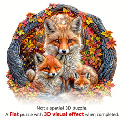 Fox Family Wooden Jigsaw Puzzles Cardboard Boxes Shaped Jigsaw Toys