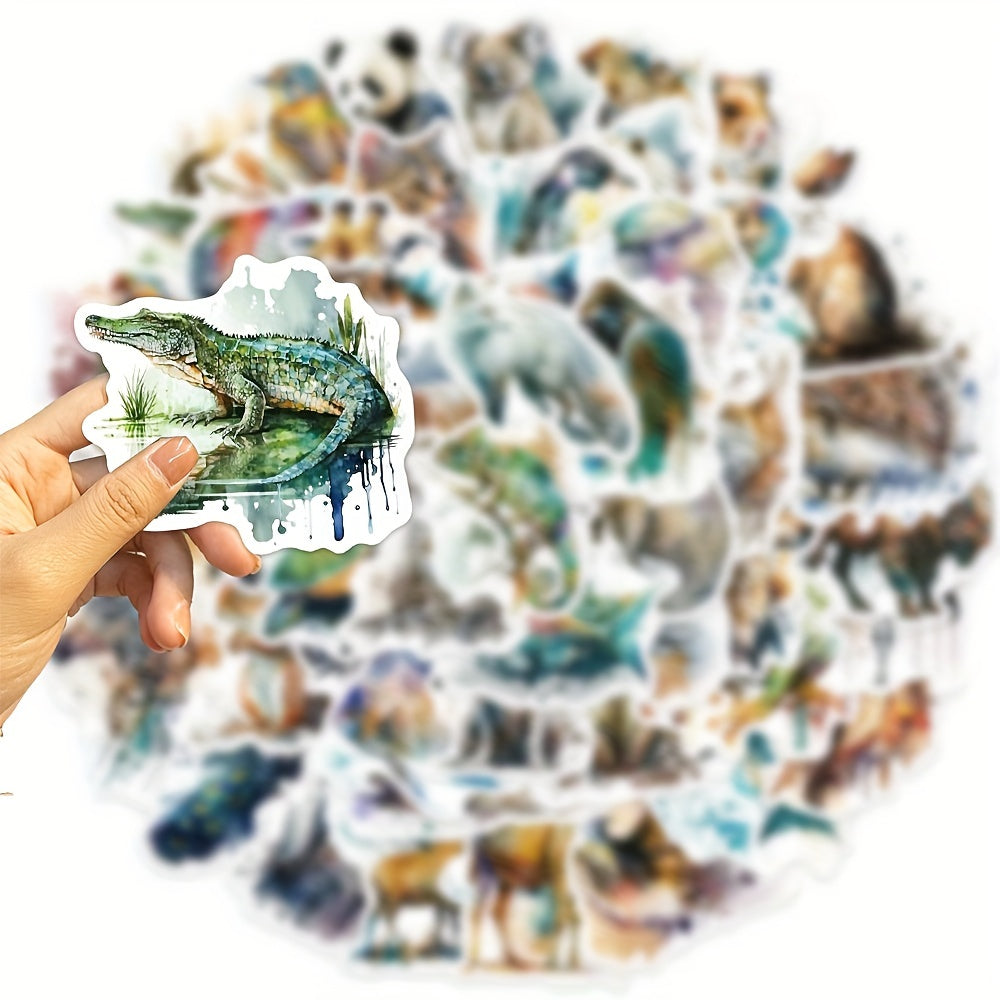 50pcs Watercolor Animal Series Stickers for Laptops and Phones