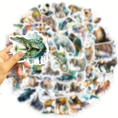 50pcs Watercolor Animal Series Stickers for Laptops and Phones