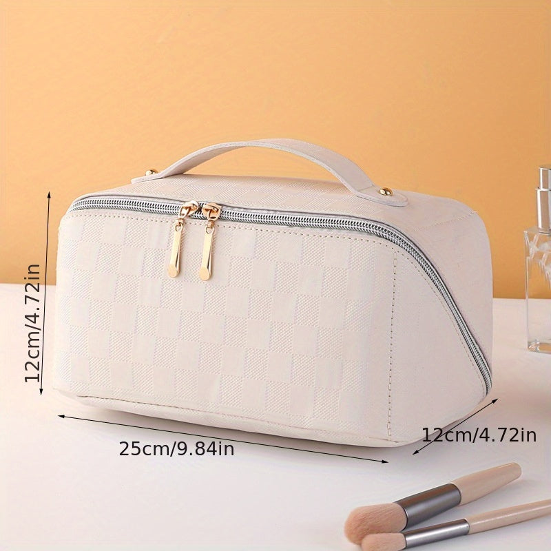 Checkerboard Pattern Makeup Bag Zipper Cosmetic Bag Travel Storage Bag