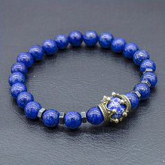 Crown Tiger Eye Bead Bracelet Men's Jewelry