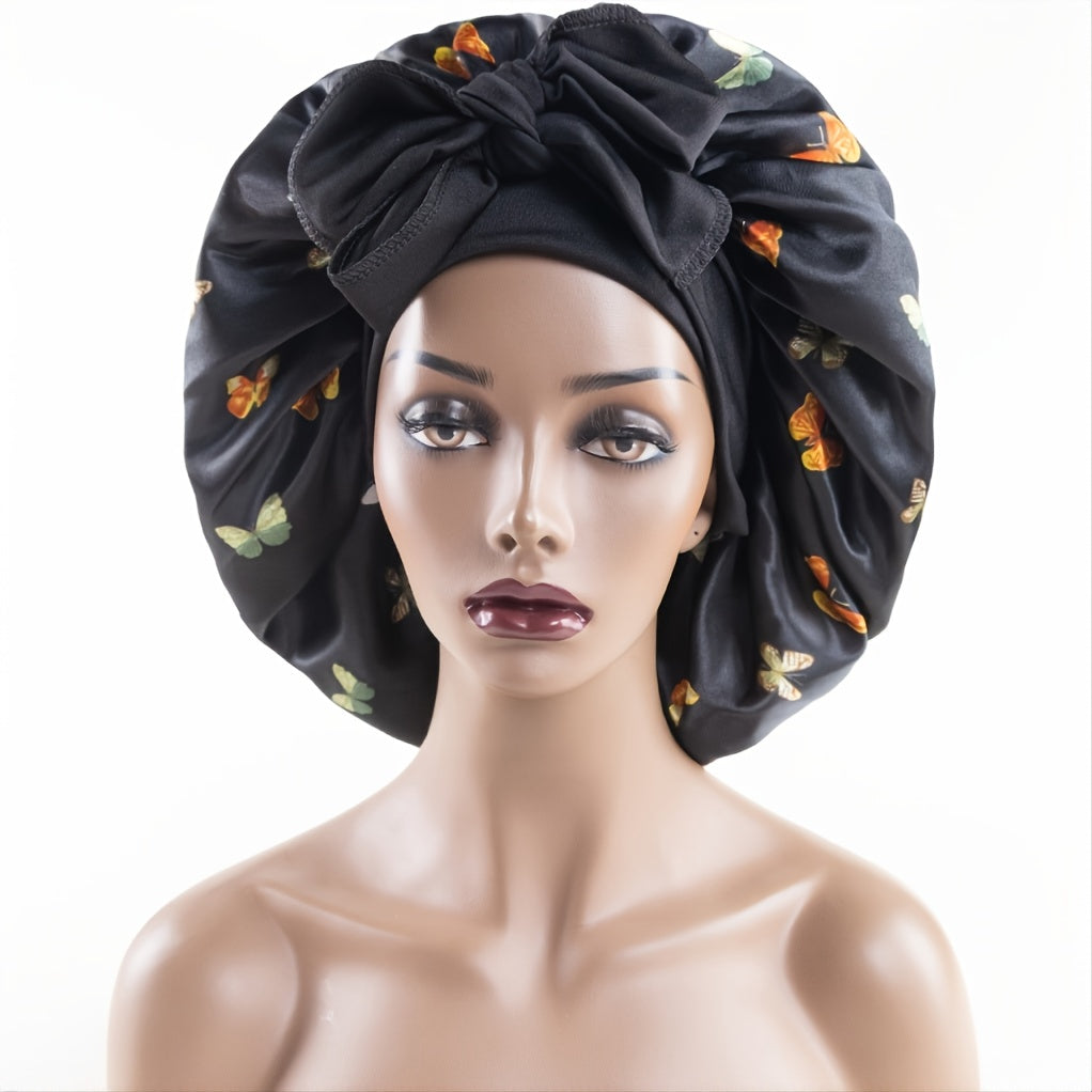 Satin Bonnet with Adjustable Ties Flexible Headband Hair Turban