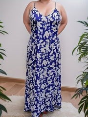  Tropical Print V Neck Maxi Cami Dress