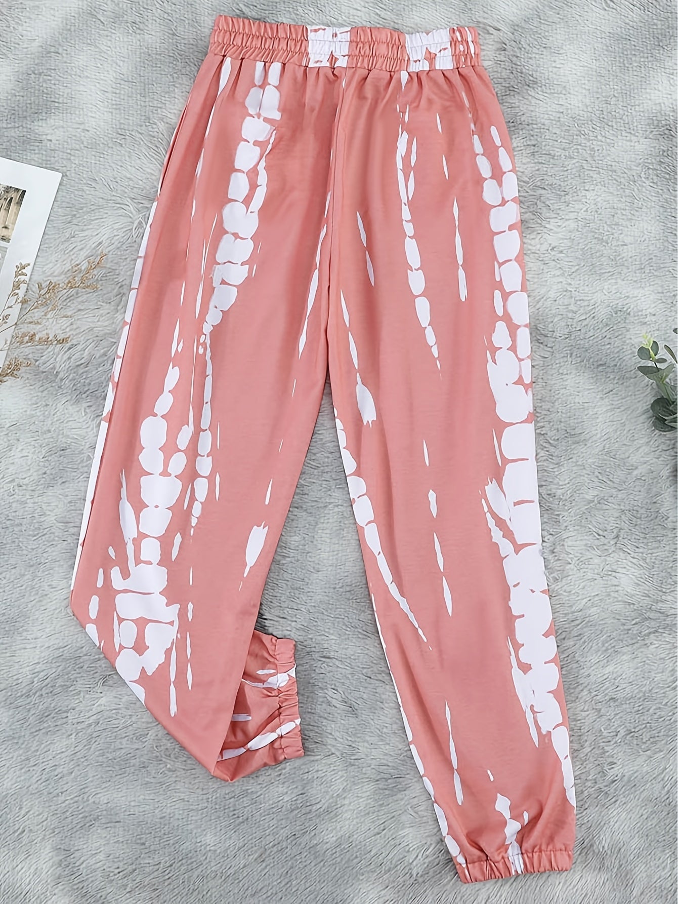 Women's Plus Tie Dye Elastic Tapered Leg Pants