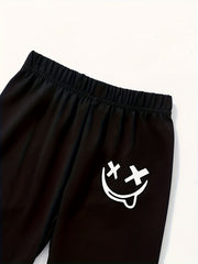 3pcs Boys Smiling Print Active Sweatpants Comfortable Jogger Pants