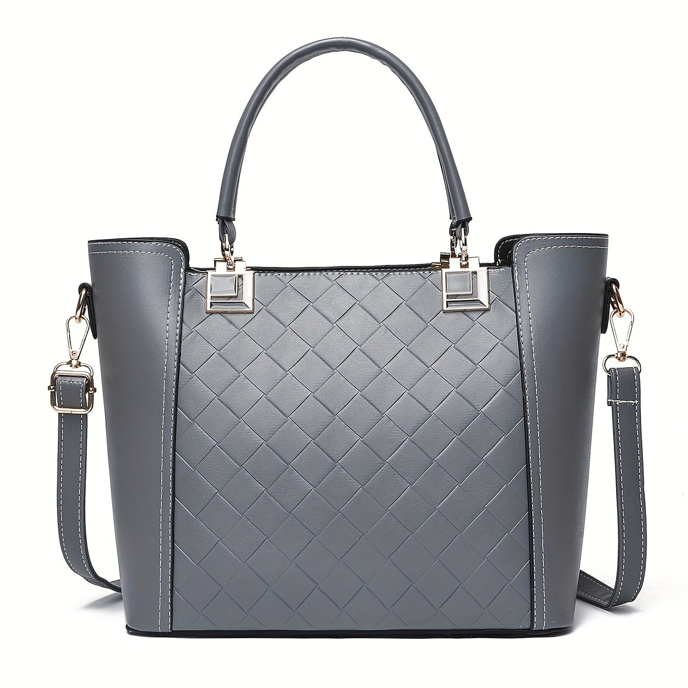 3pcs Tote Bag Inner Bag Clutch Purse Set PU Leather Textured Satchel Bag
