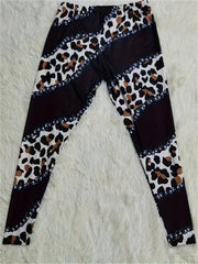  Contrast Leopard Print Stretch Leggings