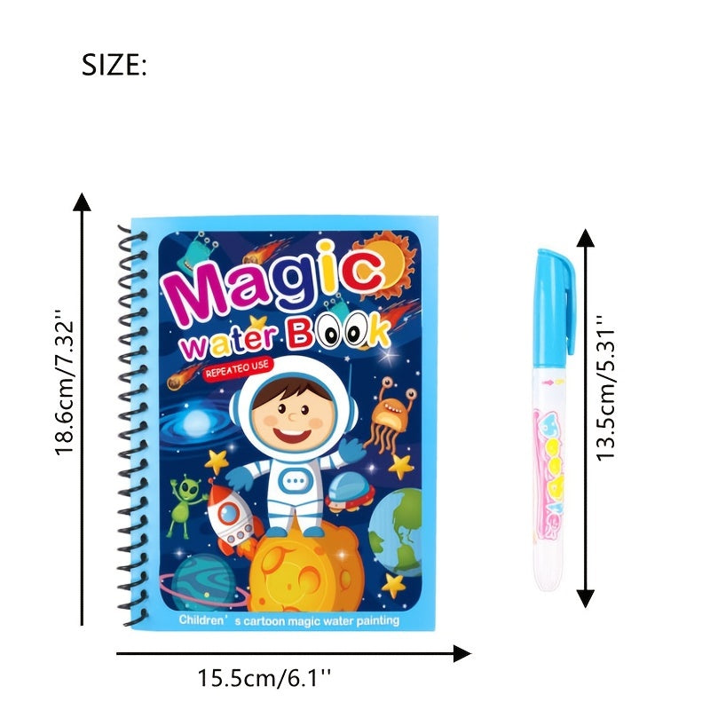Reusable Watercolor Magic Book for Kids - Learn Painting Animals and Cartoons