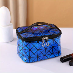 Laser Geometric Pattern Cosmetic Bag Zipper Storage Handbag