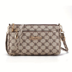 Vintage Pattern Crossbody Wallet PU Leather Textured Bag