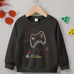 Boys Game Console & LEVEL UP Print Sweatshirt Crew Neck Top